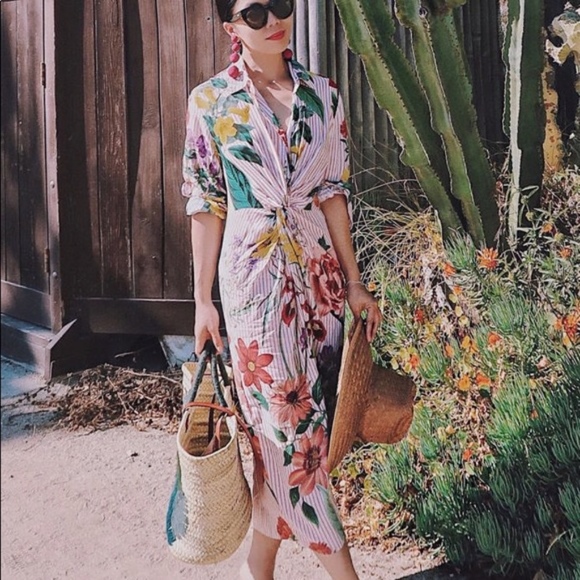 Zara Dresses & Skirts - Zara Floral and Stripes Dress